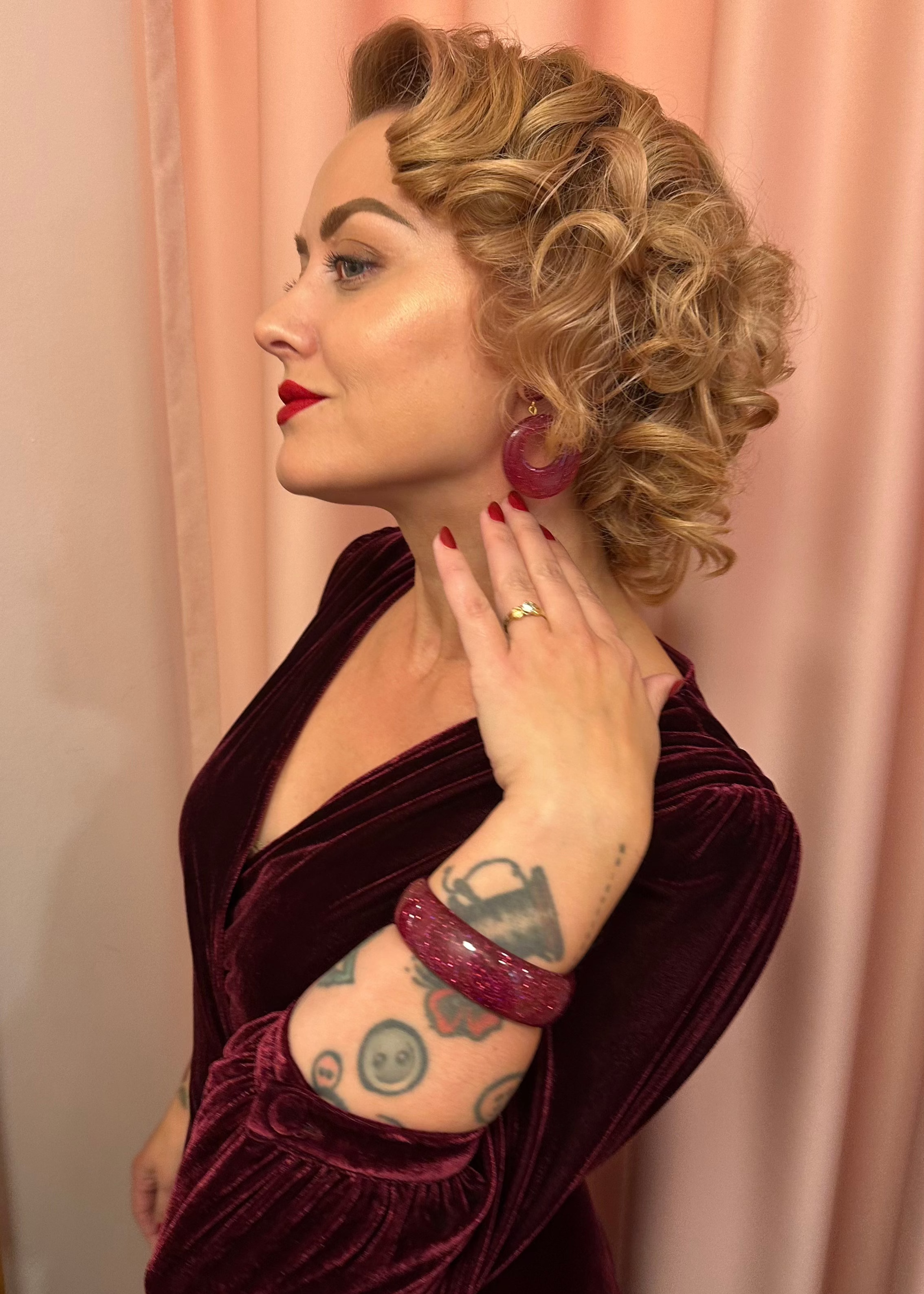 Vintage style armbånd, Magenta med glitter Accessories Rock It Rosie 