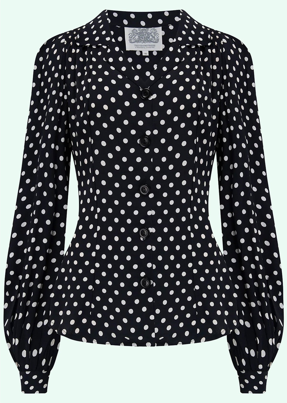 Bloomsbury: Poppy sort skjortebluse med prikker toej Seamstress Of Bloomsbury 