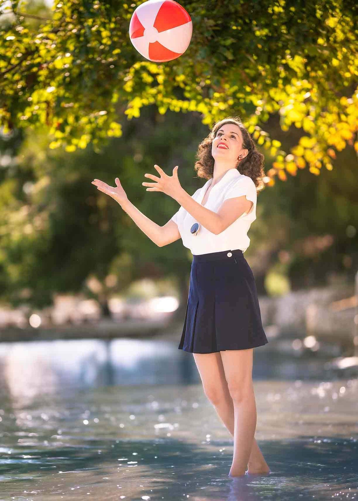 House Of Foxy: Plisserede shorts i navy toej Mondo Kaos 